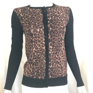 Woman’s Jessica black and leopard print button up cardigan size XS